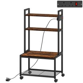HERON 4 Tier Printer Stand with Power Outlets Rustic Brown