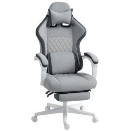 HERON Ergonomic High Back Gaming Chair for Adults Printed Velvet Computer Recliner Grey