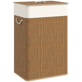 HERON Bamboo Laundry Basket with Lid Laundry Hamper Brown