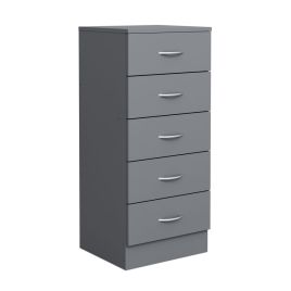 ARVELLO Grey Chest of Drawers - Tallboy, Medium-sized, 5 Drawers