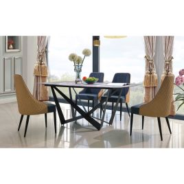 Crediton PU Dining Chair with Black Metal Legs - 2pc