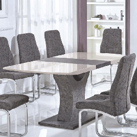 Barnstaple High Gloss Extended Dining Table - Cream and Stone