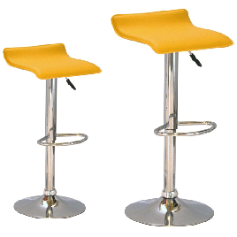 Salford Chrome Bar Stool Pair with Adjustable Features - Orange