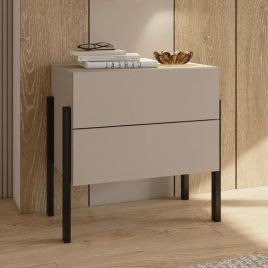 ALDEN 2 Drawer Bedside Table - Beige