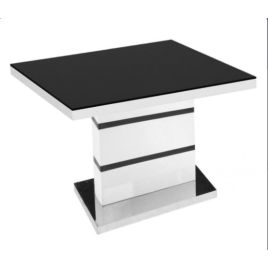 Crediton High Gloss Lamp Table - White with Black Glass Top