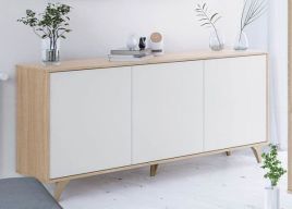 Amarentino White And Oak Effect 3 Door Wide Sideboard - White