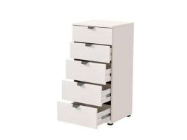 HIGHAM White Chest of Drawers - Tallboy, Medium-sized, 5 Drawers