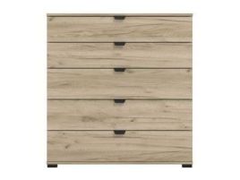 HIGHAM Oak Finish Chest of Drawers - Medium-sized, 6 Drawers