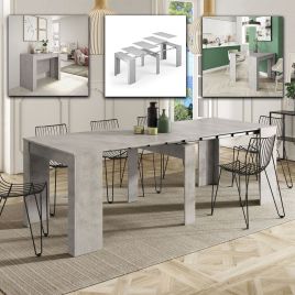 Luizano Concrete Grey Effect Large Extending Dining Table - Grey