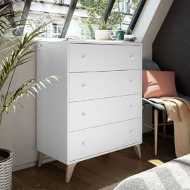 MESH White Chest of Drawers - Medium-sized, 4 Drawers