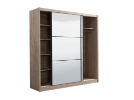 Sliding Wardrobe - NEMISH 2 Door Mirrored Wardrobe Artisan Oak Effect 213cm