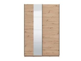 Sliding Wardrobe - NIAH 2 Door Mirrored Wardrobe Oak Effect 145.5cm