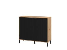 Vilamouris Artisan Oak Effect And Black Small Sideboard - Oak