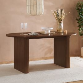 AUREN Fluted Oval Dining Table - Walnut