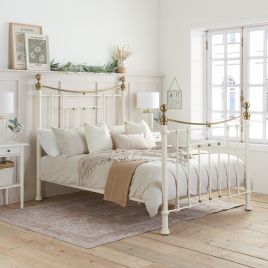 CENDARA Kingsize Metal Bedframe - Cream