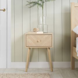 HEARTHEN 1 Drawer Bedside Table - Oak
