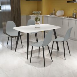 NEXO Rectangular Dining Table with 4 Curve Plastic Chairs - White with Grey