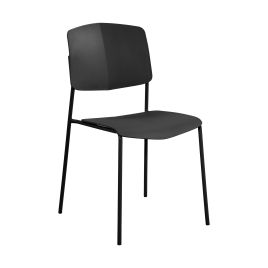 LUMO Set of 2 Plastic Kitchen Chairs with Back - Black
