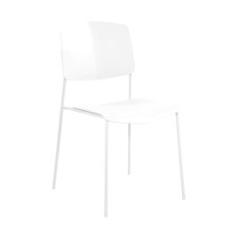 LUMO Set of 2 Plastic Kitchen Chairs with Back - White