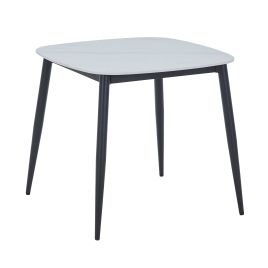 NEXO Square Dining Table with Gloss White Stone Top - White and Black