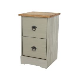 CECILIA 2 Drawer Compact Bedside Cabinet - Grey and Oak