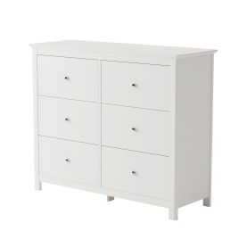 FAYRA White Chest of Drawers - Large-sized, 6 Drawers, Double