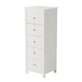 FAYRA White Chest of Drawers - Tallboy, Medium-sized, 5 Drawers