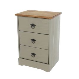 CECILIA 3 Drawer Bedside Table - Grey and Oak