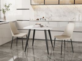 NEXO Square Dining Table with 2 Duo Plastic Chairs - White with Calico