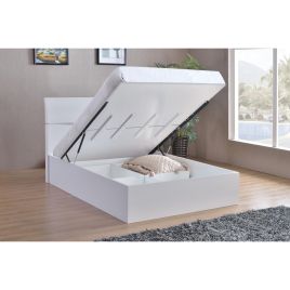 Tintagel White High Gloss Storage Ottoman Bed Gas Lifted - King Size