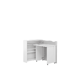 Office Desk - WILLA Convertible Hidden Desk Right Side White Gloss 90cm