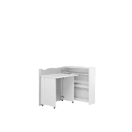 Office Desk - WILLA Convertible Hidden Desk Left Side White Gloss 90cm