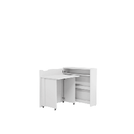 Office Desk - WILLA Convertible Hidden Desk Left Side White Matt 90cm