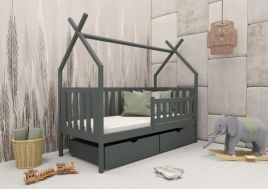 Single Bed - YUNA Wooden 3ft Bed with Storage and Foam Mattresses Graphite