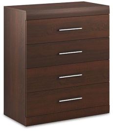 BOONE Oak Finish Chest of Drawers - Medium-sized, 4 Drawers