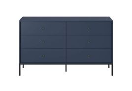 MONKTON Blue Chest of Drawers - Extra Large-sized, 6 Drawers, Double