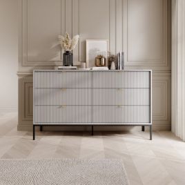 NOVAR Grey Chest of Drawers - Extra Large-sized, 6 Drawers
