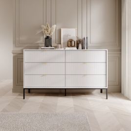 NOVAR White Chest of Drawers - Extra Large-sized, 6 Drawers