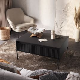 Coffee Table - BURGOS Coffee Table Black Matt 100cm