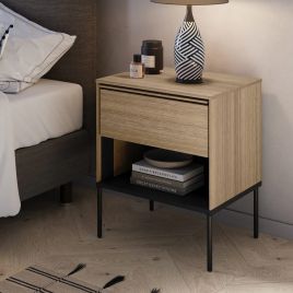 VISSORA Bedside Cabinet Oak Linear 51cm
