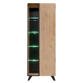 OPHELIA Tall Display Cabinet Oak Hickory 70cm