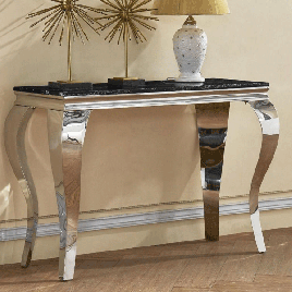 Kendal Marble Console Table with Stainless Steel Base - Natural Stone