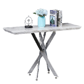 Vaxton Console Table with Silver Legs - Marble Effect