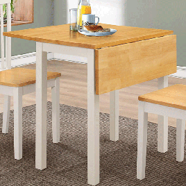Brighton White Dropleaf Dining Table Only - Solid Rubberwood