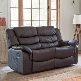 2 Seater Sofa - THERALUX Leather Recliner Sofa - Brown