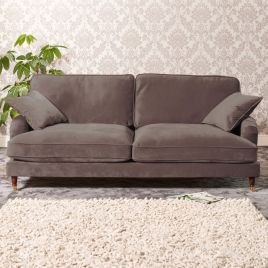 4 Seater Sofa - SOLVARE Velvet Fabric Sofa - Brown