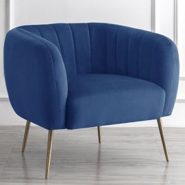 Armchair - LUMETTA Velvet Fabric Chair - Dark Blue