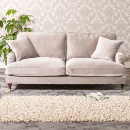 4 Seater Sofa - SOLVARE Velvet Fabric Sofa - Silver