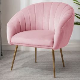 Tub Chair - COLVARA Velvet Fabric Chair - Pink