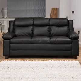 3 Seater Sofa - OBSCURA Leather Sofa - Black